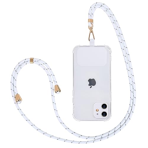 Fycyko Kompatibel mit Handykette Universal Handyband Zum Umhängen Handy Lanyard mit Karabiner Und Pad Handyhülle Schlüsselband Kette Kompatibel mit Meisten Smartphone Hülle - Weiß von Fycyko