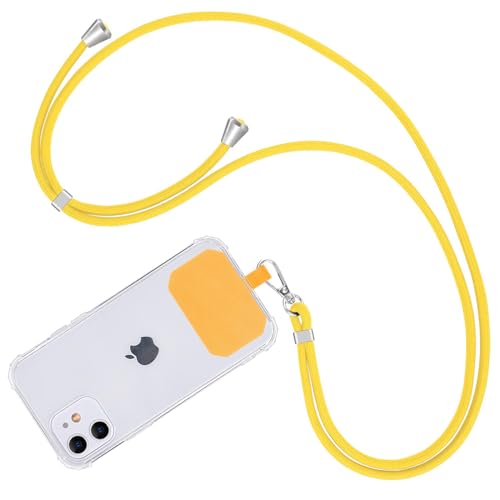 Fycyko Kompatibel mit Universelle Handykette zum Umhängen Phone Lanyard für Universal Handykette mit Karabiner Handyhülle Schlüsselband Kette kompatibel mit Meisten Smartphones Hülle-Gelb von Fycyko