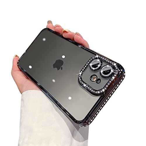 Fycyko Kompatibel mit iPhone 11 Hülle mit Glitzer-Diamant-Kameraschutz, glitzernd, klar, kristallklar, niedliche Handyhülle, stoßfest, glitzernde Linse für iPhone 11 (6,1 Zoll), Schwarz von Fycyko