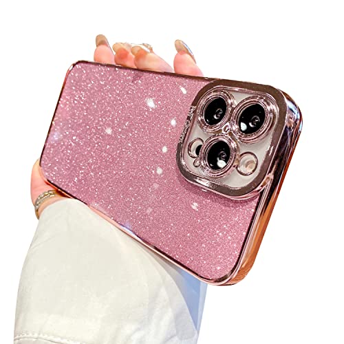 Fycyko Kompatibel mit iPhone 13 Pro Hülle Glitzer Luxus Niedlich Flexibel Bling Cover Kameraschutz Stoßfeste Handyhülle für Frauen Mädchen Design für iPhone 13 Pro 6,1 Zoll Rosa von Fycyko