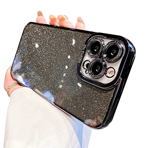 Fycyko Kompatibel mit iPhone 14 Pro Hülle Aesthetic Glitzer Handyhülle Silikon Kameraschutz Case Mode Cover TPU für Männer Frauen Mädchen Stoßfest Schutzhülle für iPhone 14 Pro-Schwarz von Fycyko