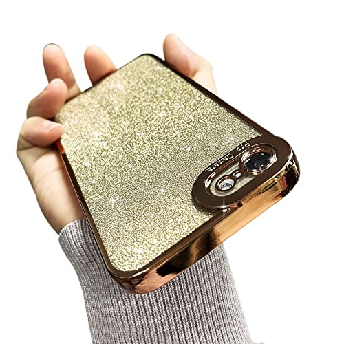 Fycyko Kompatibel mit iPhone 8/7/SE (2022/2020) Glitzer-Schutzhülle für Damen, Mädchen, Herren, Schutz, stoßfeste Schutzhülle für iPhone SE3/SE2/7/8 (4,7 Zoll), Gold von Fycyko
