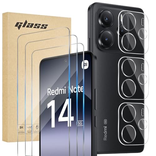 Fycyko Panzerglas und Kameraschutz für Xiaomi Redmi Note 14 5G,3 Stück Schutzfolie+3 Stück Panzerglas Kamera, 9H-Härte Displayschutzfolie, Klar, Antistatisch, Kratzfest Fycyko Panzerglas und Kameraschutz für Xiaomi Redmi Note 14 5G,3 Stück Schutzfolie+3 Stück Panzerglas Kamera, 9H-Härte Displayschutzfolie, Klar, Antistatisch, Kratzfest von Fycyko