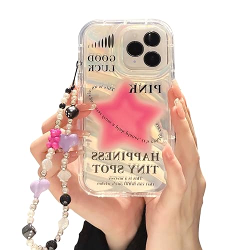 Fycyko Schutzhülle für iPhone 11 Pro Max mit Handy-Charm/Kette, funkelndes rosa Sternmuster, transparent, niedliche Handyhülle mit Perlen-Liebesherz-Armband, luxuriöses Bling für Frauen und Mädchen, Fycyko Schutzhülle für iPhone 11 Pro Max mit Handy-Charm/Kette, funkelndes rosa Sternmuster, transparent, niedliche Handyhülle mit Perlen-Liebesherz-Armband, luxuriöses Bling für Frauen und Mädchen, von Fycyko