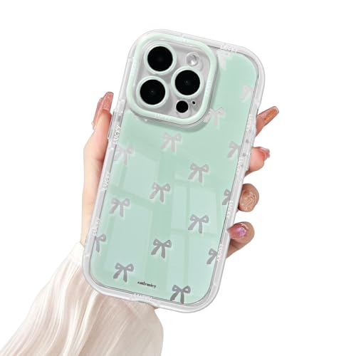 Fycyko Schutzhülle für iPhone 13 Pro, Schleife, niedlich, stilvoll, ästhetisches Schleifen-Design, weiches TPU, stoßfest, für iPhone 13 Pro, Grün von Fycyko