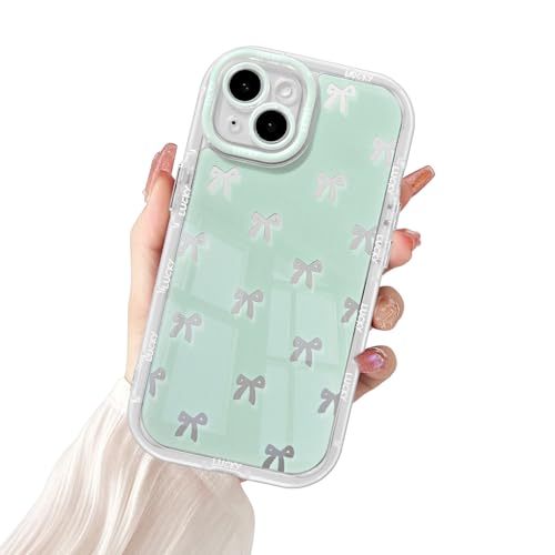Fycyko Schutzhülle für iPhone 14, Schleife, niedlich, stilvoll, ästhetisches Schleifen-Design, weiches TPU, stoßfest, für iPhone 14, Grün Fycyko Schutzhülle für iPhone 14, Schleife, niedlich, stilvoll, ästhetisches Schleifen-Design, weiches TPU, stoßfest, für iPhone 14, Grün von Fycyko