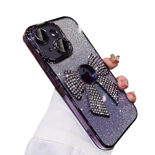 Fycyko Schutzhülle für iPhone 14 Plus, mit niedlicher Schleife, Glitzer, Strass, glitzernde Beschichtung, luxuriös, glänzende Diamanten, für iPhone 14 Plus, transparenter Farbverlauf, Violett Fycyko Schutzhülle für iPhone 14 Plus, mit niedlicher Schleife, Glitzer, Strass, glitzernde Beschichtung, luxuriös, glänzende Diamanten, für iPhone 14 Plus, transparenter Farbverlauf, Violett von Fycyko