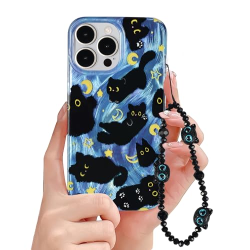 Fycyko Handyhülle für iPhone 16 Pro Max, süßes Katzenmuster, ästhetisch, cool, mädchenhaft, mit Handy-Charms, Riemen, Kette, Schutzhülle für iPhone 16 Pro Max, Blau Fycyko Handyhülle für iPhone 16 Pro Max, süßes Katzenmuster, ästhetisch, cool, mädchenhaft, mit Handy-Charms, Riemen, Kette, Schutzhülle für iPhone 16 Pro Max, Blau von Fycyko
