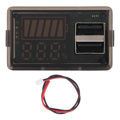 Batteriemessgerät, Digitaler RV-Monitor, Ausschaltspeicher, Spannungsanzeige, 8–30 V, mit 2 USB-Anschlüssen, Marine, Auto, Motorrad, Boot (Rote Hintergrundbeleuchtung) von Fydun