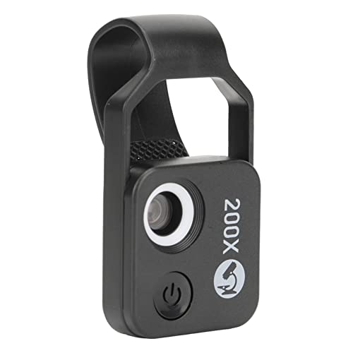 Handy-Mikroskop mit CPL-Linse LED-Licht, Universal 200X -Autofokus-Handy-Mikroskop Len für Smartphone (Schwarz) von Fydun