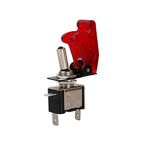Kippschalter, Fydun Wasserdichter Auto SPST Dome Nebelscheinwerfer Kippschalter 12V 20A EIN/AUS Schalter mit Roter Sicherheitsabdeckung von Fydun