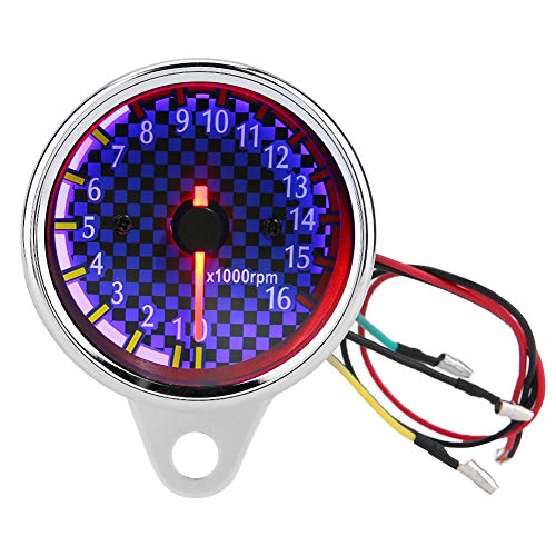 Motorrad Drehzahlmesser LED Hintergrundbeleuchtung 0-16000 U/min Digitale Drehzahlmesser Drehzahlmesser Universal für DC 12 V Motorrad von Fydun