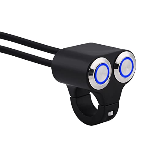 Motorrad Lenkerschalter, Fydun 7/8 Zoll 22mm 2 Steuerknopf Wasserdichte Licht Schalter für LED Kontrollleuchte(Auto Blaulicht) von Fydun