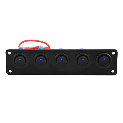 Schalter Panel, Fydun 12-24 V 5 Gang Wippschalter Panel IP67 Wasserdichte Dash Blaue LED Rocker Kippschalter Panel für RV Boat Yacht Marine Schaltkreis Steuerung von Fydun