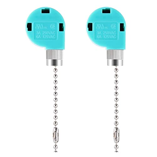 2pcs Zugkettenschalter, 3-Gang-Elektroschaltermontage (4-Positionen: OFF/High/Medium/Low) Zugschnur Reißverschlussschalter Controller, geeignet für Deckenventilatoren, Wandlampen, Schranklicht von Fyearfly