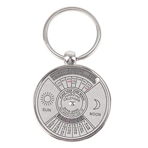 50 Jahre Ewiger Kompasskalender, Mini Ewiger Kalender Schlüsselanhänger Ring Schlüsselanhänger Bierflaschenöffner,Schwarz von Fyearfly