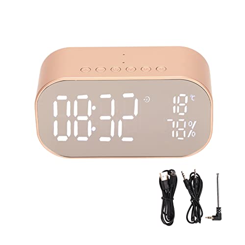 Fyearfly Digitaler Radiowecker, FM Digital Radiowecker, Radioweaker mit Bluetooth Lautsprecher, Multifunktions FM Digitalradiowecker mit Bluetooth Lautsprecher für das Schlafzimmer zu Hause(Gold) von Fyearfly