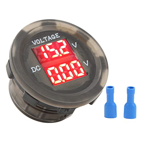 Wasserdichtes Auto Voltmeter, Motorrad Digital LED Voltmeter, 12-24V LED Auto Voltmeter Digitalanzeige Wasserdichtes Universal Doppelspannungsmessgerät für Fahrzeuge von Fyearfly