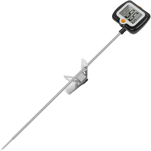 Thermometer Küche 30cm Langer mit Halteclip Bratenthermometer Digital mit Drehbares Display Hohe Präzision Lebensmittelthermometer Geeignet zum Kochen Grillen Backen von Fyeme