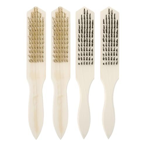 Fyfjur Drahtbürste, 4 Stück Holzgriff Messingbürste, Verkupferung Stahlbürste, 13/15 Reihig Drahtbürsten, Messingbürste Grill, Rostbürste, Metallbürste Zur Reinigung Von Metalloberflächen Und Grills Fyfjur Drahtbürste, 4 Stück Holzgriff Messingbürste, Verkupferung Stahlbürste, 13/15 Reihig Drahtbürsten, Messingbürste Grill, Rostbürste, Metallbürste Zur Reinigung Von Metalloberflächen Und Grills von Fyfjur