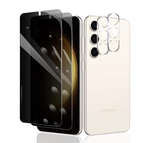 2 Stück Sichtschutz Schutzfolie für Samsung Galaxy S23 + 2 Stück Kameraschutz, Anti-Spy Panzer Schutz Glas, Anti-Spionage Panzerfolie, Display Sichtschutzfolie aus gehärtetem Glas von Fylnatc