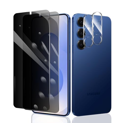 2 Stück Sichtschutz Schutzfolie für Samsung Galaxy S25 + 2 Stück Kameraschutz, Anti-Spy Panzer Schutz Glas, Anti-Spionage Panzerfolie, Display Sichtschutzfolie aus gehärtetem Glas von Fylnatc
