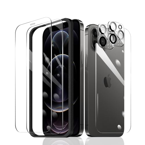 2 × Displayschutzfolie für iPhone 12 Pro + 2 × Kameraobjektivschutz + 1 × Rückseite gehärtete Glasfolie + 1 × Einbaurahmen, 9H Härte, hüllenfreundlich, HD klar, kratzfest, Aufprallschutz, öldicht 2 × Displayschutzfolie für iPhone 12 Pro + 2 × Kameraobjektivschutz + 1 × Rückseite gehärtete Glasfolie + 1 × Einbaurahmen, 9H Härte, hüllenfreundlich, HD klar, kratzfest, Aufprallschutz, öldicht von Fylnatc