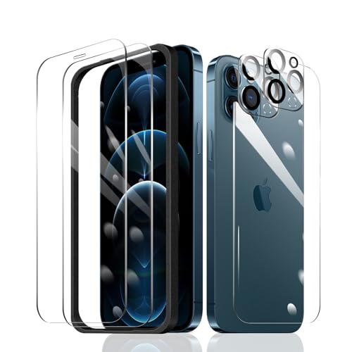 2 × Displayschutzfolie für iPhone 12 Pro Max + 2 × Kameraobjektivschutz + 1 × Rückseite aus gehärtetem Glas + 1 × Einbaurahmen, 9H Härte, hüllenfreundlich, HD klar, kratzfest, Aufprallschutz 2 × Displayschutzfolie für iPhone 12 Pro Max + 2 × Kameraobjektivschutz + 1 × Rückseite aus gehärtetem Glas + 1 × Einbaurahmen, 9H Härte, hüllenfreundlich, HD klar, kratzfest, Aufprallschutz von Fylnatc