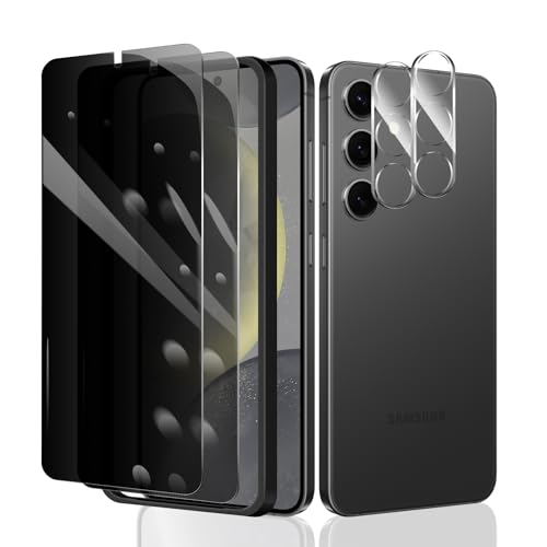 2 × Sichtschutz Displayschutzfolie für Galaxy S24+ 2 × Kameraobjektivschutz + 1 × Installationsrahmen Anti-Spionage-Hartglasfolie, 9H Härte, einfache Installation, blasenfrei, stoßfester Schutz von Fylnatc