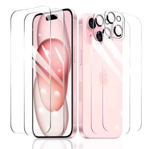 Fylnatc 2 Stück Schutzfolie für iPhone 15 + 2 Stück Kameraschutz + 2 Stück Rückseite Schutzfolie mit einfachem Befestigungswerkzeug, Panzer Schutz Glas, Display Schutzfolie aus gehärtetem Glas Fylnatc 2 Stück Schutzfolie für iPhone 15 + 2 Stück Kameraschutz + 2 Stück Rückseite Schutzfolie mit einfachem Befestigungswerkzeug, Panzer Schutz Glas, Display Schutzfolie aus gehärtetem Glas von Fylnatc