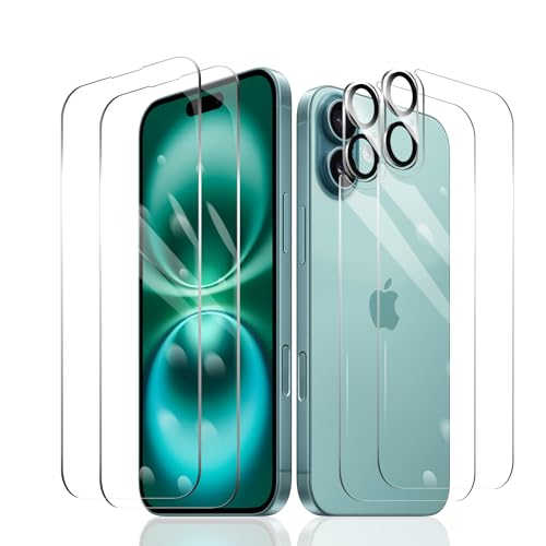 Fylnatc 2 Stück Schutzfolie für iPhone 16 + 2 Stück Kameraschutz + 2 Stück Rückseite Schutzfolie mit einfachem Befestigungswerkzeug, Panzer Schutz Glas, Display Schutzfolie aus gehärtetem Glas Fylnatc 2 Stück Schutzfolie für iPhone 16 + 2 Stück Kameraschutz + 2 Stück Rückseite Schutzfolie mit einfachem Befestigungswerkzeug, Panzer Schutz Glas, Display Schutzfolie aus gehärtetem Glas von Fylnatc