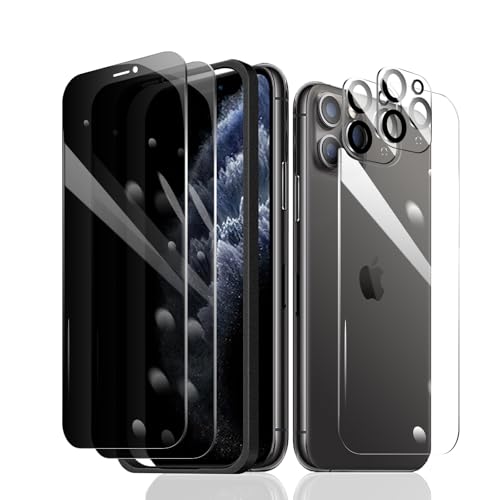 Fylnatc 2 × Sichtschutz Displayschutzfolie für iPhone 11 Pro Max + 2 × Kameralinsenschutz + 1 × Rückseite aus gehärtetem Glas + 1 × Einbaurahmen, Anti-Spionage-9H Härte, blasenfreier Aufprallschutz Fylnatc 2 × Sichtschutz Displayschutzfolie für iPhone 11 Pro Max + 2 × Kameralinsenschutz + 1 × Rückseite aus gehärtetem Glas + 1 × Einbaurahmen, Anti-Spionage-9H Härte, blasenfreier Aufprallschutz von Fylnatc