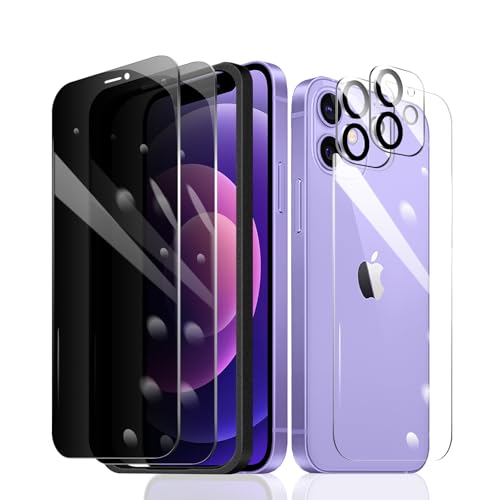 Fylnatc 2 × Sichtschutz Displayschutzfolie für iPhone 12 + 2 × Kameralinsenschutz + 1 × Rückseite aus gehärtetem Glas + 1 × Einbaurahmen, Anti-Spionage-9H Härte, blasenfreier Aufprallschutz Fylnatc 2 × Sichtschutz Displayschutzfolie für iPhone 12 + 2 × Kameralinsenschutz + 1 × Rückseite aus gehärtetem Glas + 1 × Einbaurahmen, Anti-Spionage-9H Härte, blasenfreier Aufprallschutz von Fylnatc