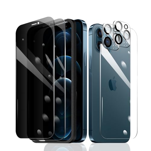 Fylnatc 2 × Sichtschutz Displayschutzfolie für iPhone 12 Pro Max + 2 × Kameralinsenschutz + 1 × Rückseite aus gehärtetem Glas + 1 × Einbaurahmen, Anti-Spionage-9H Härte, blasenfreier Aufprallschutz Fylnatc 2 × Sichtschutz Displayschutzfolie für iPhone 12 Pro Max + 2 × Kameralinsenschutz + 1 × Rückseite aus gehärtetem Glas + 1 × Einbaurahmen, Anti-Spionage-9H Härte, blasenfreier Aufprallschutz von Fylnatc