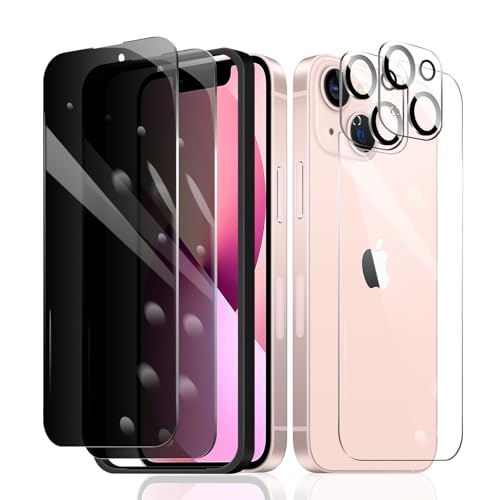 Fylnatc 2 × Sichtschutz Displayschutzfolie für iPhone 13 + 2 × Kameralinsenschutz + 1 × Rückseite aus gehärtetem Glas + 1 × Einbaurahmen, Anti-Spionage-9H Härte, blasenfreier Aufprallschutz Fylnatc 2 × Sichtschutz Displayschutzfolie für iPhone 13 + 2 × Kameralinsenschutz + 1 × Rückseite aus gehärtetem Glas + 1 × Einbaurahmen, Anti-Spionage-9H Härte, blasenfreier Aufprallschutz von Fylnatc