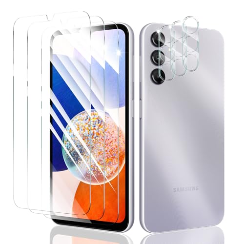 3+3 Stück Schutzfolie für Samsung Galaxy A14, Panzer Schutz Glas Folie Displayschutz und Kameraschutz, gehärtete Glasfolie, Panzerfolie Schutzglas, 9H Härte, HD Klar, Anti- Kratzer, Bläschenfrei 3+3 Stück Schutzfolie für Samsung Galaxy A14, Panzer Schutz Glas Folie Displayschutz und Kameraschutz, gehärtete Glasfolie, Panzerfolie Schutzglas, 9H Härte, HD Klar, Anti- Kratzer, Bläschenfrei von Fynorao
