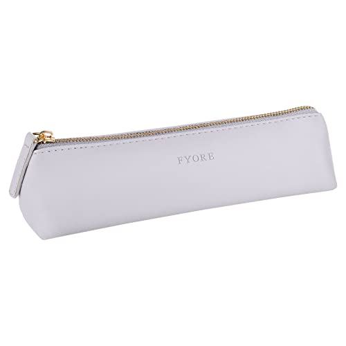 Fyore Federmäppchen, Leder Federmäppchen Kleine Stifteetui Wasserdicht Stiftebox für Schule Universität Kosmetik Make up (Grau) von Fyore