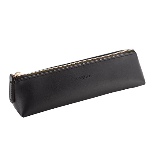 Fyore Federmäppchen, Leder Federmäppchen Kleine Stifteetui Wasserdicht Stiftebox für Schule Universität Kosmetik Make up (Schwarz) von Fyore