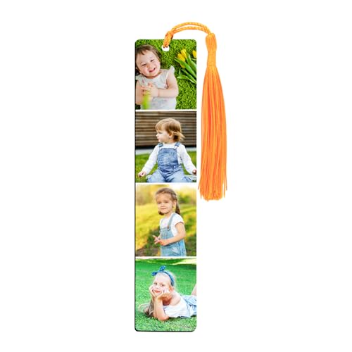 Lesezeichen - Personalisiertes Lesezeichen mit Namen & Foto - für Erwachsene & Kinder - Buchzeichen aus Mitteldichte Faserplatte mit Quaste von Fyore