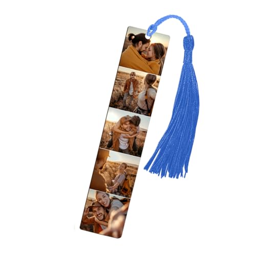 Lesezeichen - Personalisiertes Lesezeichen mit Namen & Foto - für Erwachsene & Kinder - Buchzeichen aus Mitteldichte Faserplatte mit Quaste von Fyore