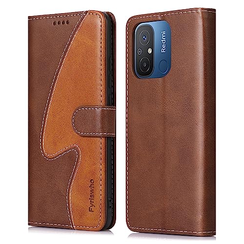 Fyriswho Handyhülle für Xiaomi Redmi 12C / 11A Hülle,PU Leder Flip Schutzhülle mit Kartenschlitzen Standfunktion Case Cover für Xiaomi Redmi 12C / 11A Hüllen - Braun von Fyriswho