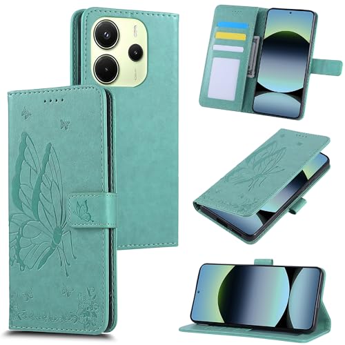 Fyriswho Handyhülle für Xiaomi Redmi Note 14 4G Hülle, [Premium PU Leder] [Kartenfach] [Ständer] Klapphülle Kompatibel mit Xiaomi Redmi Note 14 4G - Grün von Fyriswho