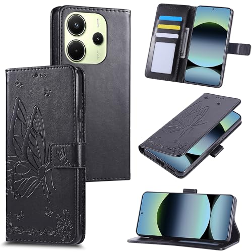 Fyriswho Handyhülle für Xiaomi Redmi Note 14 4G Hülle, [Premium PU Leder] [Kartenfach] [Ständer] Klapphülle Kompatibel mit Xiaomi Redmi Note 14 4G - Schwarz von Fyriswho