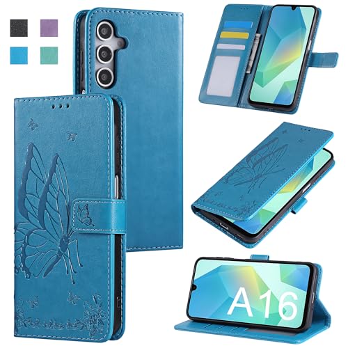 Fyriswho Hülle für Samsung Galaxy A16 4G / 5G Handyhülle,Premium Leder Klappbar Schutzhülle mit Magnetic Closure Kartenfach Wallet Stoßfeste Lederhülle Samsung Galaxy A16 4G / 5G (6.7") - Blau von Fyriswho