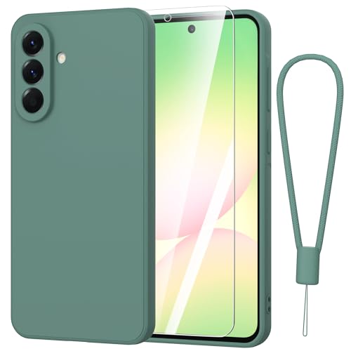 Fyriswho Hülle für Samsung Galaxy A56 5G Schutzhülle + 1 Stück Schutzfolie, Dünne Weiche Anti Kratzer Handyhülle Case Cover für Samsung Galaxy A56 5G (6.7") - Dunkelgrün von Fyriswho