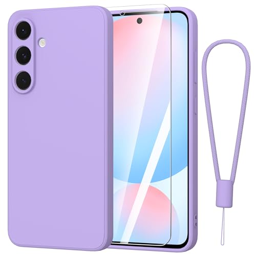 Fyriswho Hülle für Samsung Galaxy S24 FE 5G Schutzhülle + 1 Stück Schutzfolie, Dünne Weiche Anti Kratzer Handyhülle Samsung Galaxy S24 FE Case Cover für Samsung Galaxy S24 FE 5G (6.7") - Lila von Fyriswho