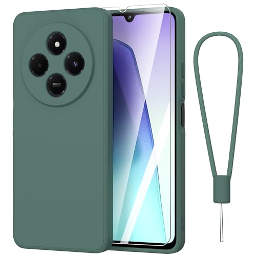 Fyriswho Hülle für Xiaomi Redmi 14C 4G Schutzhülle + 1 Stück Schutzfolie, Dünne Weiche Anti Kratzer Handyhülle Samsung Redmi 14C Case Cover für Xiaomi Redmi 14C 4G (6.88") - Dunkelgrün von Fyriswho