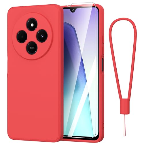 Fyriswho Hülle für Xiaomi Redmi 14C 4G Schutzhülle + 1 Stück Schutzfolie, Dünne Weiche Anti Kratzer Handyhülle Samsung Redmi 14C Case Cover für Xiaomi Redmi 14C 4G (6.88") - Rot von Fyriswho