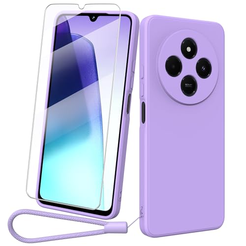 Fyriswho Hülle für Xiaomi Redmi 14C Schutzhülle + 1 Stück Schutzfolie, Weiches TPU Silikon Schutzhülle Stoßfeste Kratzfest Handyhülle Samsung Redmi 14C (6.88") - Lila von Fyriswho