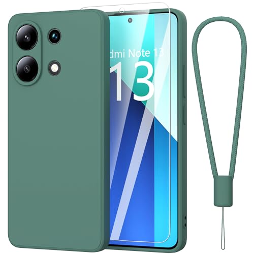 Fyriswho Hülle für Xiaomi Redmi Note 13 4G Schutzhülle + 1 Stück Schutzfolie, Dünne Weiche Anti Kratzer Handyhülle Xiaomi Redmi Note 13 Case Cover für Xiaomi Redmi Note 13 4G (6.67") - Dunkelgrün von Fyriswho